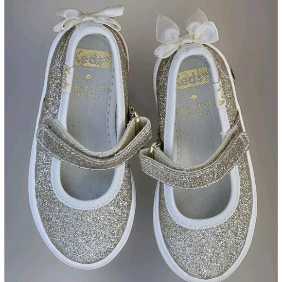 Keds X Kate Spade New York Sloan Mary‎ Jane - Kids Size 5C Gold White Toddler - Picture 1 of 8